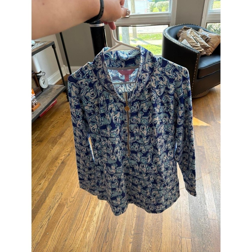 Lilly Pulitzer Skipper Popover in the "Get Trunky" elephant print xL nwot